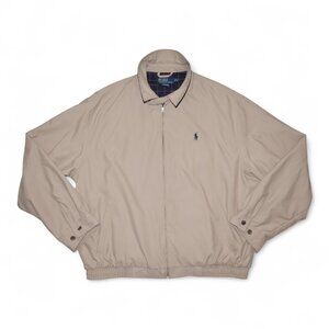 Polo Ralph Lauren Bi-Swing Windbreaker Men's Size XL Khaki Twill DWR Jacket EUC